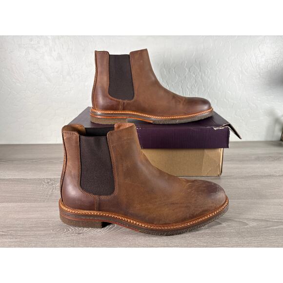 Johnston & Murphy Calder Brown Oiled Full Grain Leather Boots Mens 10 M - NIB - Picture 1 of 8